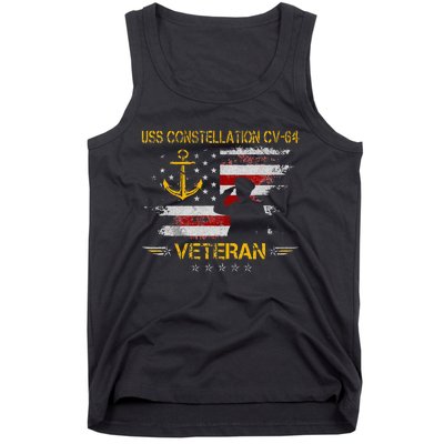 USS Constellation CV 64 Aircraft Carrier Veteran Flag Retro Tank Top