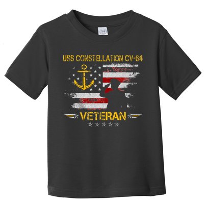 USS Constellation CV 64 Aircraft Carrier Veteran Flag Retro Toddler T-Shirt