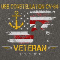 USS Constellation CV 64 Aircraft Carrier Veteran Flag Retro Cotton Canvas Backpack