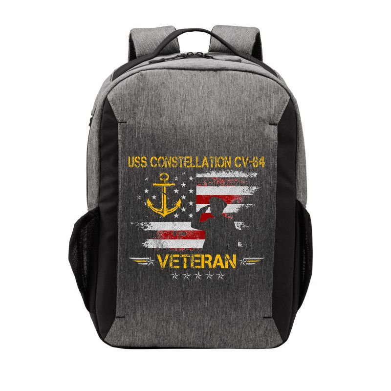 USS Constellation CV 64 Aircraft Carrier Veteran Flag Retro Vector Backpack