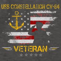 USS Constellation CV 64 Aircraft Carrier Veteran Flag Retro Vector Backpack