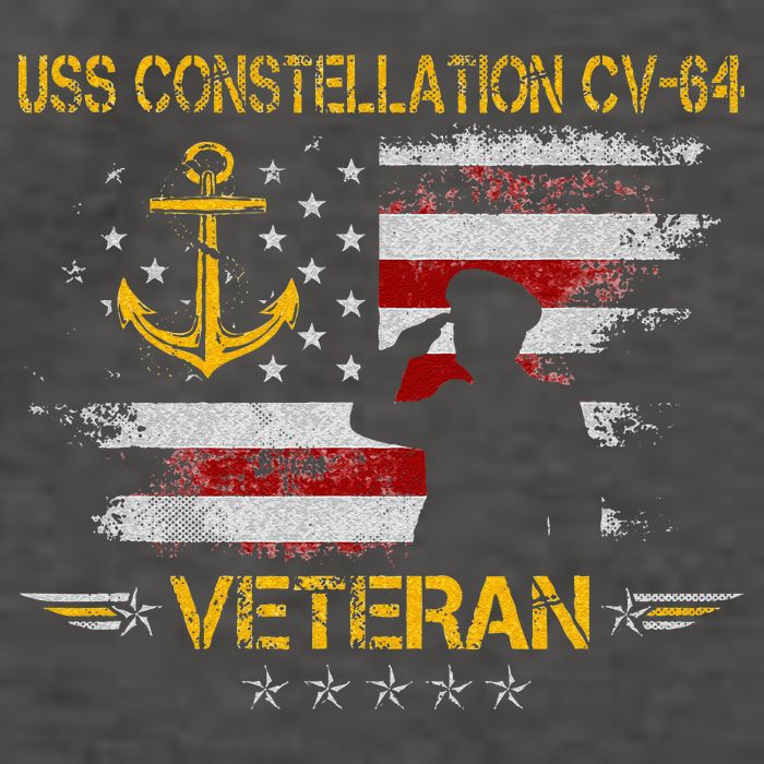 USS Constellation CV 64 Aircraft Carrier Veteran Flag Retro Vector Backpack