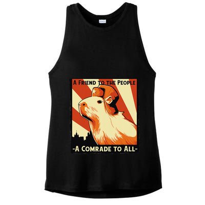 Ussr Communist Capybara Soviet A Friend To The People Ladies PosiCharge Tri-Blend Wicking Tank