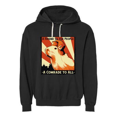 Ussr Communist Capybara Soviet A Friend To The People Garment-Dyed Fleece Hoodie
