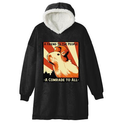 Ussr Communist Capybara Soviet A Friend To The People Hooded Wearable Blanket