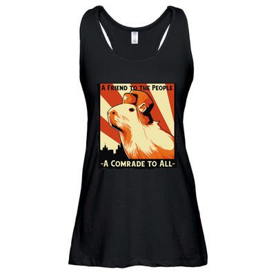 Ussr Communist Capybara Soviet A Friend To The People Ladies Essential Flowy Tank