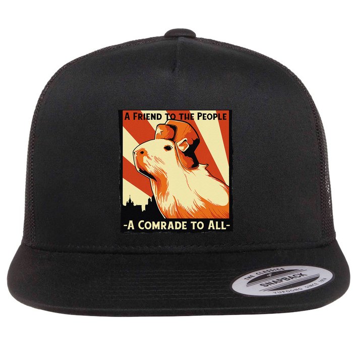 Ussr Communist Capybara Soviet A Friend To The People Flatbill Hat
