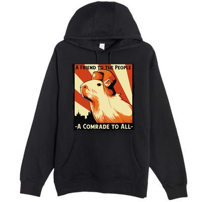 Ussr Communist Capybara Soviet A Friend To The People Premium Pullover Hoodie