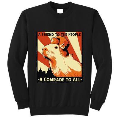 Ussr Communist Capybara Soviet A Friend To The People Tall Sweatshirt