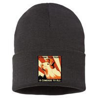 Ussr Communist Capybara Soviet A Friend To The People Sustainable Knit Beanie