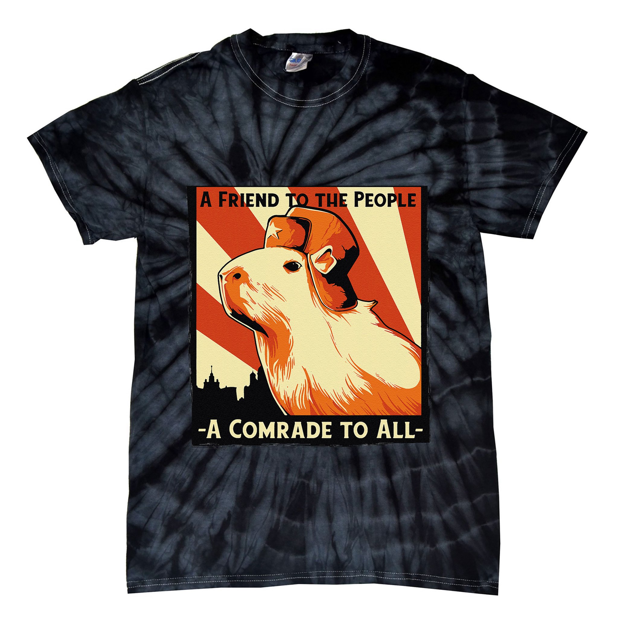 Ussr Communist Capybara Soviet A Friend To The People Tie-Dye T-Shirt