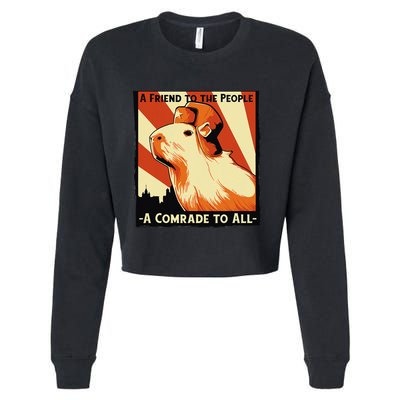Ussr Communist Capybara Soviet A Friend To The People Cropped Pullover Crew
