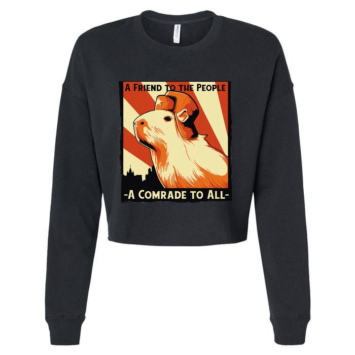 Ussr Communist Capybara Soviet A Friend To The People Cropped Pullover Crew