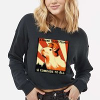 Ussr Communist Capybara Soviet A Friend To The People Cropped Pullover Crew