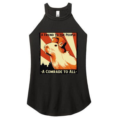 Ussr Communist Capybara Soviet A Friend To The People Women's Perfect Tri Rocker Tank
