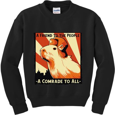 Ussr Communist Capybara Soviet A Friend To The People Kids Sweatshirt