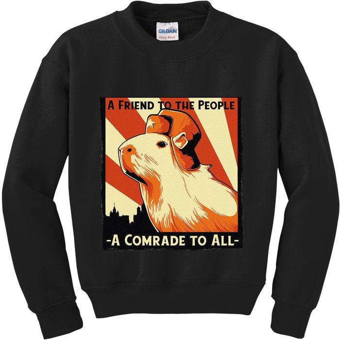 Ussr Communist Capybara Soviet A Friend To The People Kids Sweatshirt