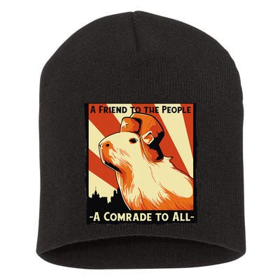Ussr Communist Capybara Soviet A Friend To The People Short Acrylic Beanie