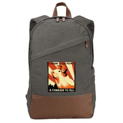 Ussr Communist Capybara Soviet A Friend To The People Cotton Canvas Backpack