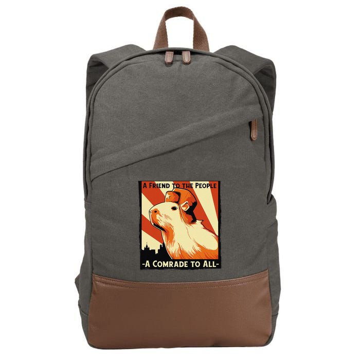 Ussr Communist Capybara Soviet A Friend To The People Cotton Canvas Backpack