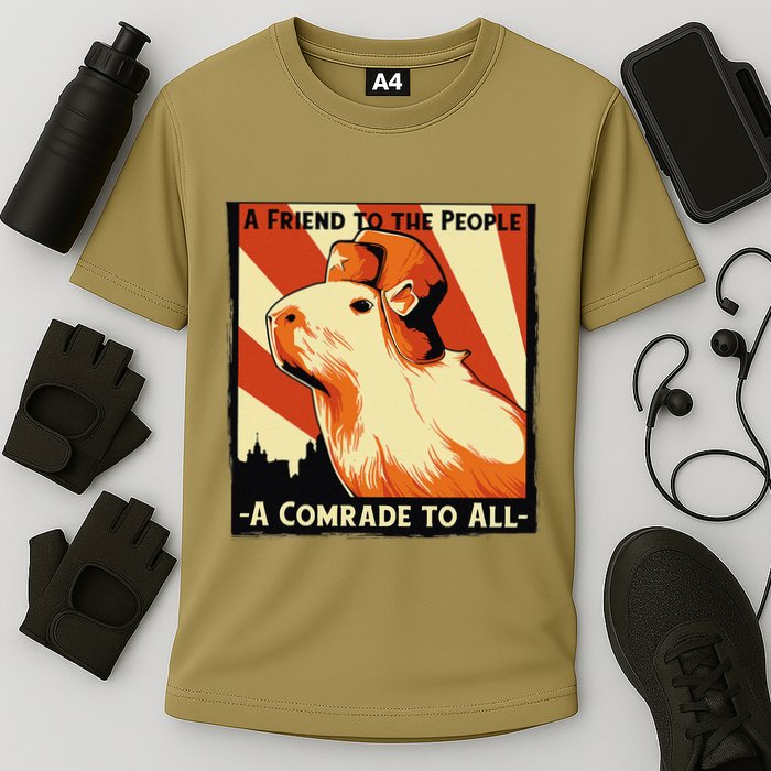 Ussr Communist Capybara Soviet A Friend To The People Performance Shirt