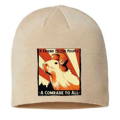 Ussr Communist Capybara Soviet A Friend To The People Sustainable Beanie
