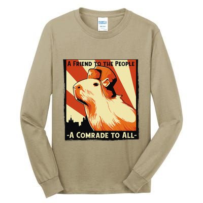 Ussr Communist Capybara Soviet A Friend To The People Tall Long Sleeve T-Shirt