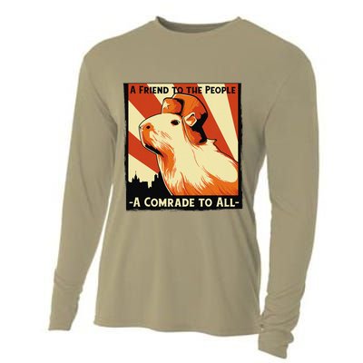 Ussr Communist Capybara Soviet A Friend To The People Cooling Performance Long Sleeve Crew