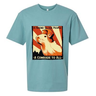 Ussr Communist Capybara Soviet A Friend To The People Sueded Cloud Jersey T-Shirt