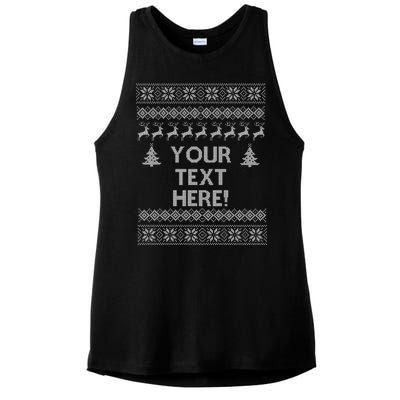 Custom Personalized Ugly Christmas Sweater Family Ladies PosiCharge Tri-Blend Wicking Tank