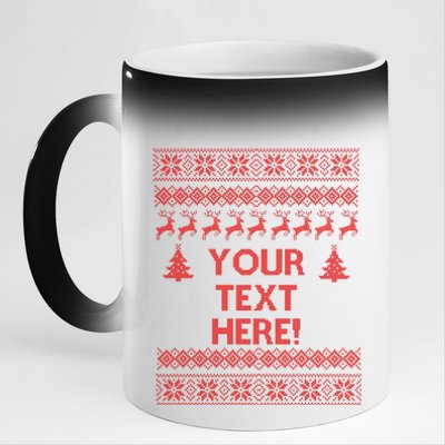 Custom Personalized Ugly Christmas Sweater Family 11oz Black Color Changing Mug