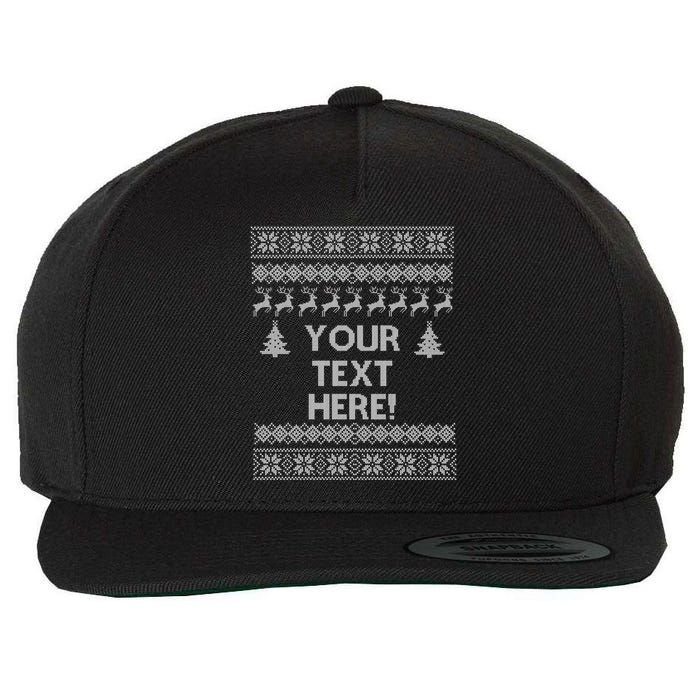 Custom Personalized Ugly Christmas Sweater Family Wool Snapback Cap
