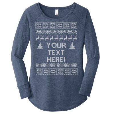 Custom Personalized Ugly Christmas Sweater Family Women's Perfect Tri Tunic Long Sleeve Shirt