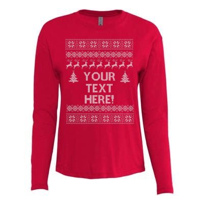 Custom Personalized Ugly Christmas Sweater Family Womens Cotton Relaxed Long Sleeve T-Shirt