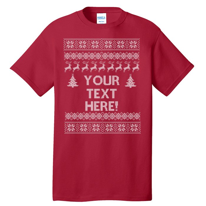 Custom Personalized Ugly Christmas Sweater Family Tall T-Shirt