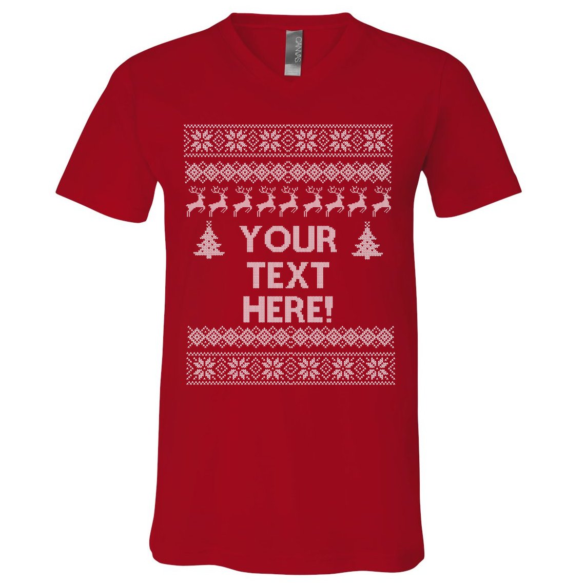 Custom Personalized Ugly Christmas Sweater Family V-Neck T-Shirt