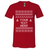 Custom Personalized Ugly Christmas Sweater Family V-Neck T-Shirt
