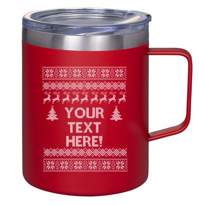 Custom Personalized Ugly Christmas Sweater Family 12oz Stainless Steel Coffee Mug