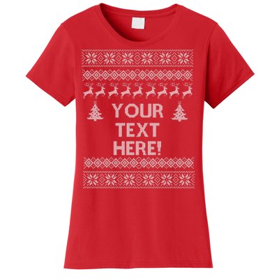 Custom Personalized Ugly Christmas Sweater Family Women's T-Shirt