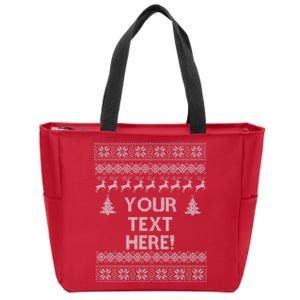 Custom Personalized Ugly Christmas Sweater Family Zip Tote Bag