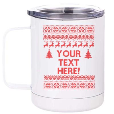 Custom Personalized Ugly Christmas Sweater Family 12 oz Stainless Steel Tumbler Cup