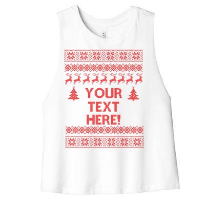 Custom Personalized Ugly Christmas Sweater Family Women's Racerback Cropped Tank