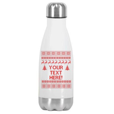 Custom Personalized Ugly Christmas Sweater Family Stainless Steel Insulated Water Bottle