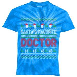 Ugly Christmas Design Funny SantaS Favorite Doctor Gift Kids Tie-Dye T-Shirt