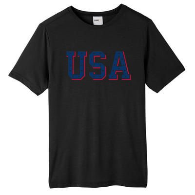 USA Cool Distressed Patriotic July 4th Tall Fusion ChromaSoft Performance T-Shirt