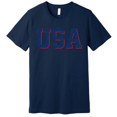 USA Cool Distressed Patriotic July 4th Premium T-Shirt