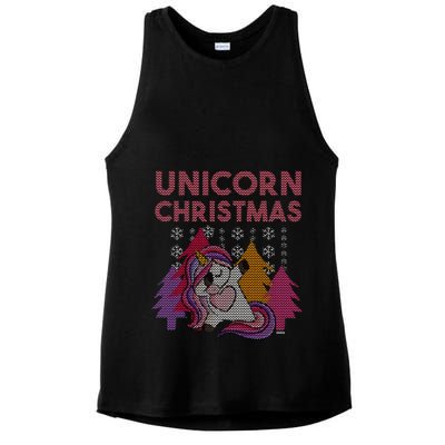Ugly Christmas Dabbing Unicorn Ladies PosiCharge Tri-Blend Wicking Tank