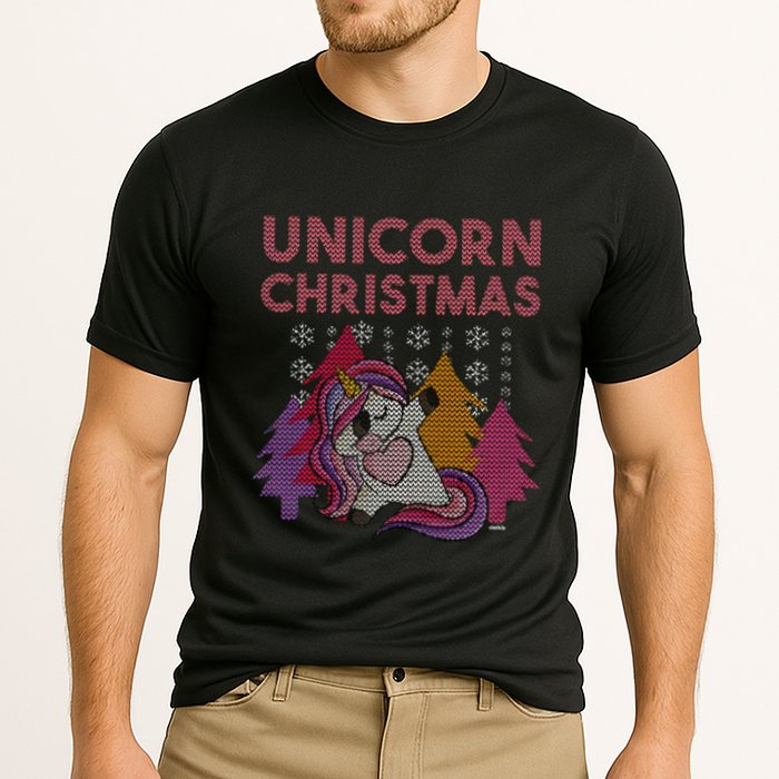 Ugly Christmas Dabbing Unicorn Performance Shirt