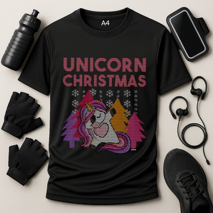 Ugly Christmas Dabbing Unicorn Performance Shirt
