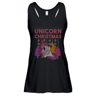 Ugly Christmas Dabbing Unicorn Ladies Essential Flowy Tank